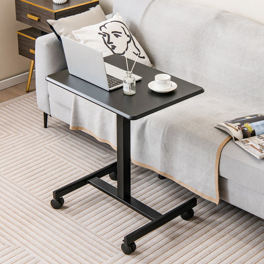 Escritorio con Ruedas, Escritorio Pequeño, Mesa de Oficina, Escritorio Móvil para Computadora Portátil, Negro, Costway, 2