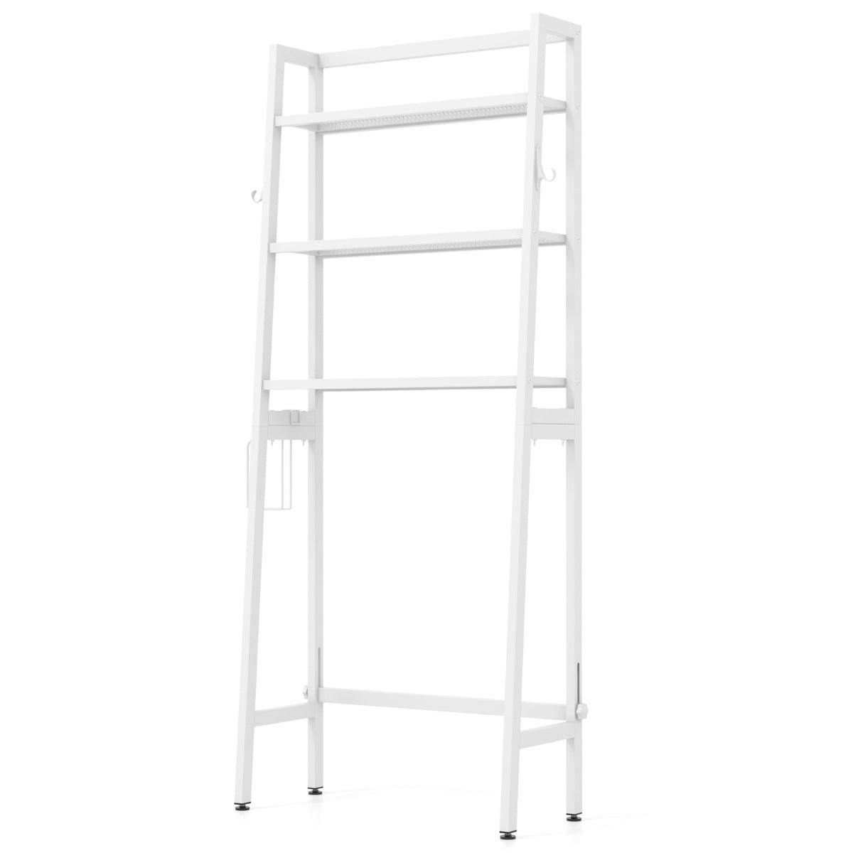 Estanteria Baño, Estante Baño, Mueble sobre inodoro, de 3 Niveles, Estanterias almacenaje, 2 Ganchos, Blanco, Costway, 1