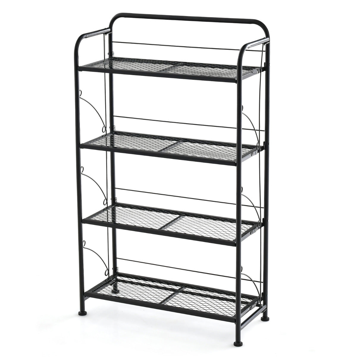 Estanteria, 4 Niveles, Soporte para Plantas, Estanteria Plantas, Plegable, Soporte Macetas, de Metal, Negro, Costway, 1