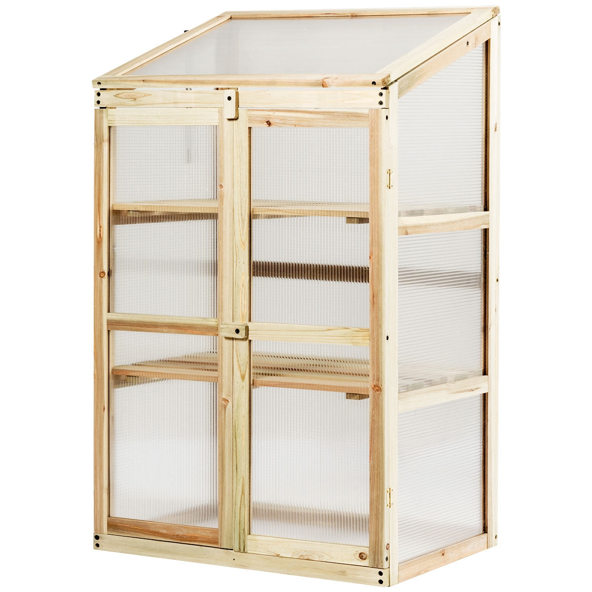 Invernadero, de Madera, Invernadero Pequeño, Protector Elevado con 3 Niveles para Macetas de Exterior, Costway, 6