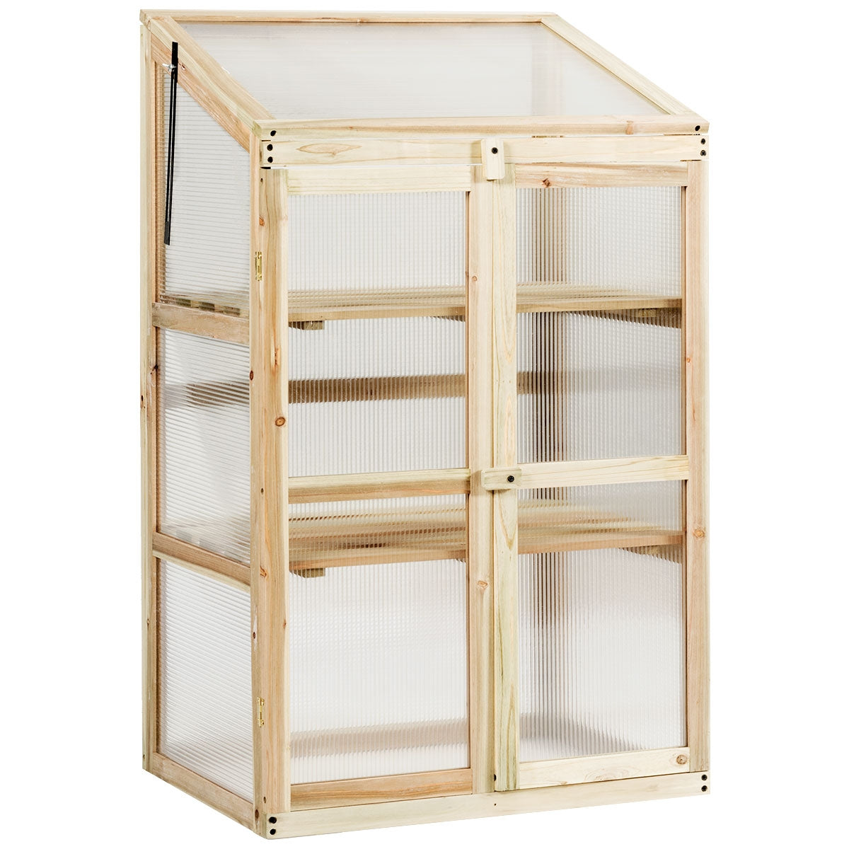 Invernadero, de Madera, Invernadero Pequeño, Protector Elevado con 3 Niveles para Macetas de Exterior, Costway, 7