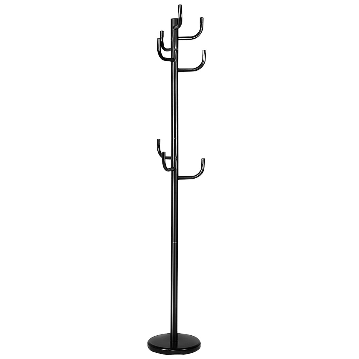 Perchero de Pie, Perchero Burro, con 8 Ganchos y Base Redonda Resistente en Estilo Moderno, Metal, Negro , Costway, 1