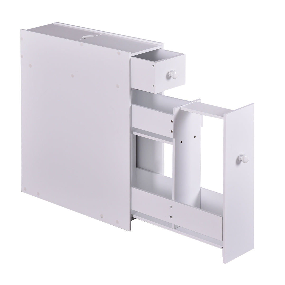 Armario baño, Mueble auxiliar baño, Estanterias almacenaje, 16 x 48,5 x 58 cm, Blanco, Costway, 5