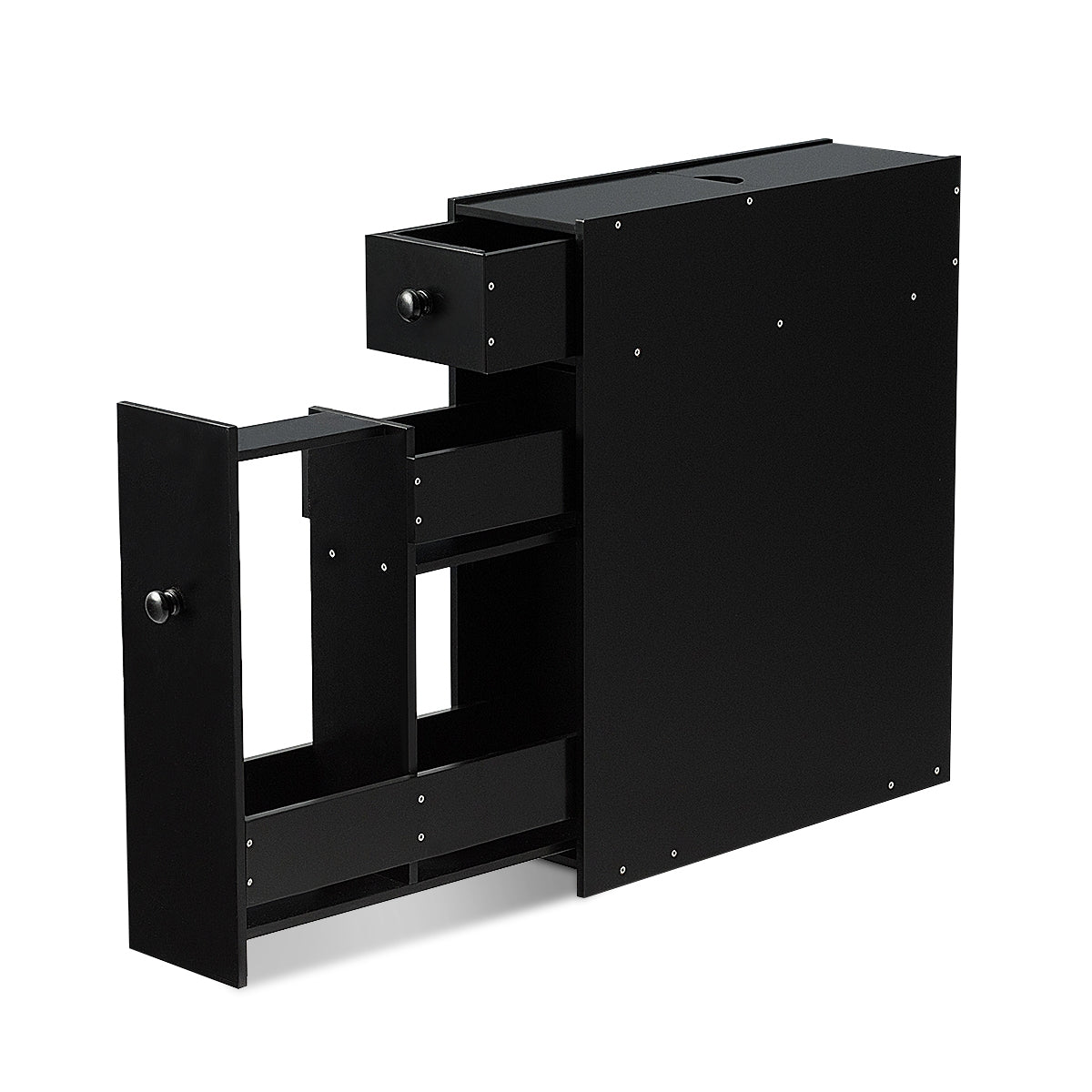 Armario baño, Mueble auxiliar baño, Estanterias almacenaje, 16 x 48,5 x 58 cm, Negro, Costway, 1