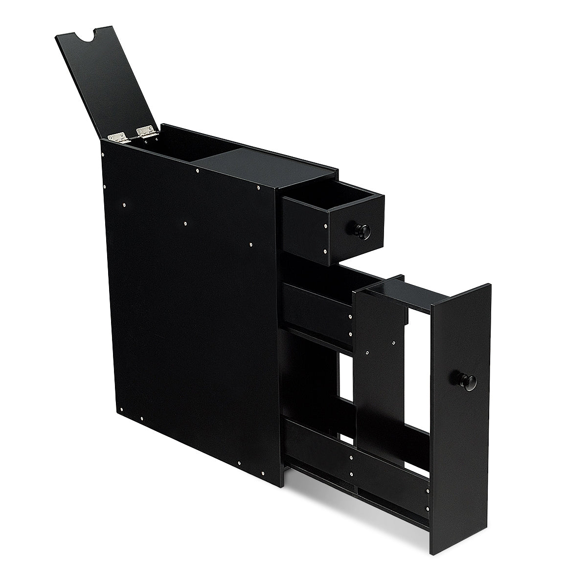Armario baño, Mueble auxiliar baño, Estanterias almacenaje, 16 x 48,5 x 58 cm, Negro, Costway, 4