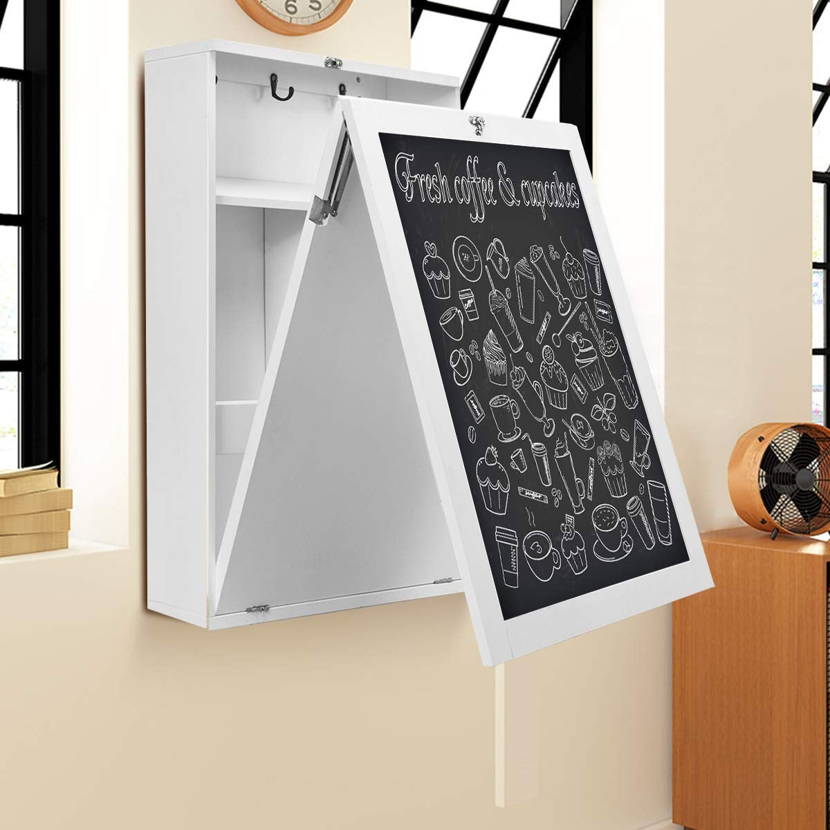 Mesa Abatible Pared, Escritorio Plegable Pared Escritorio Abatible, Escritorio Pequeño, Mesa Estudio, Blanco, Costway, 4