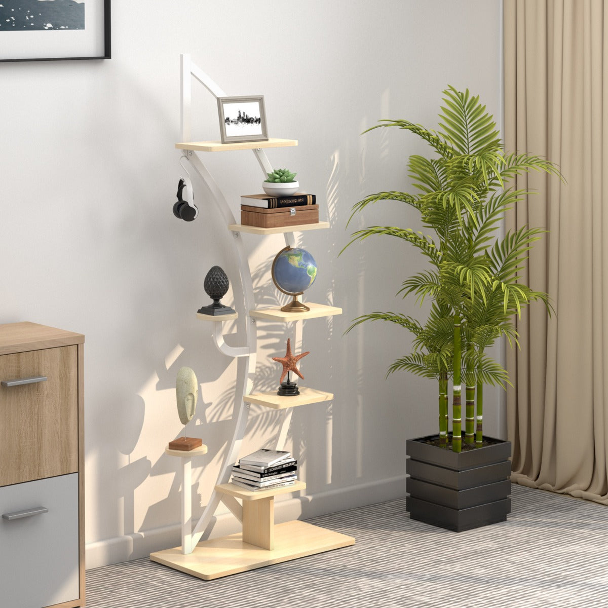 Estanterias, Juego de 2, 7 Niveles, Soporte para Plantas, Estanteria Plantas, Estanteria Industrial, Blanco, Costway, 2