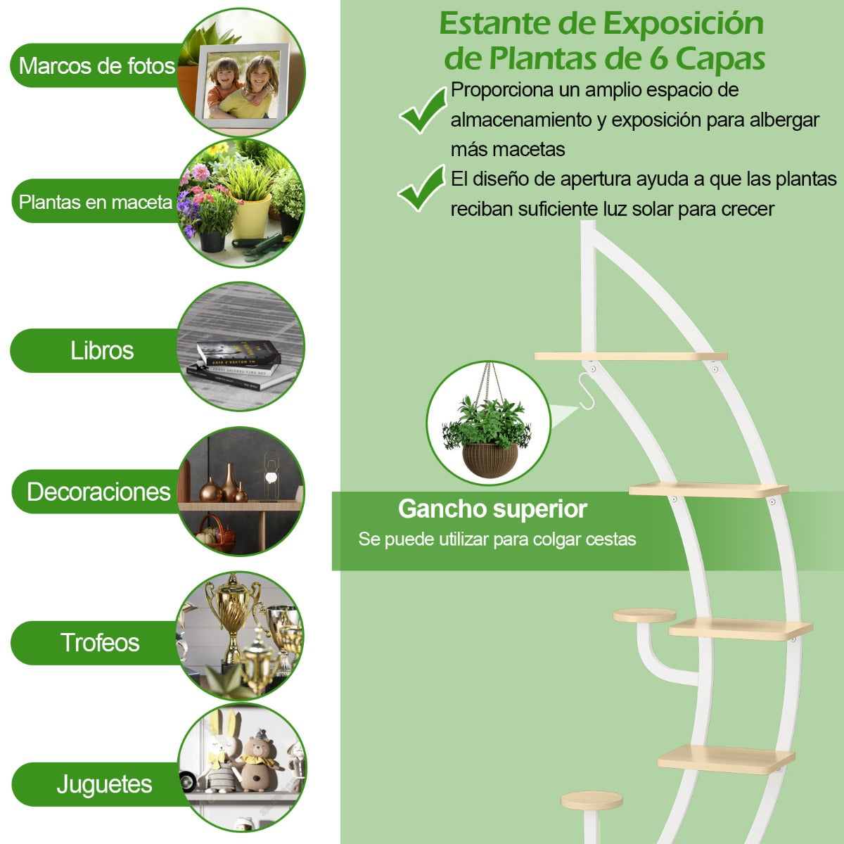 Estanterias, Juego de 2, 7 Niveles, Soporte para Plantas, Estanteria Plantas, Estanteria Industrial, Blanco, Costway, 7