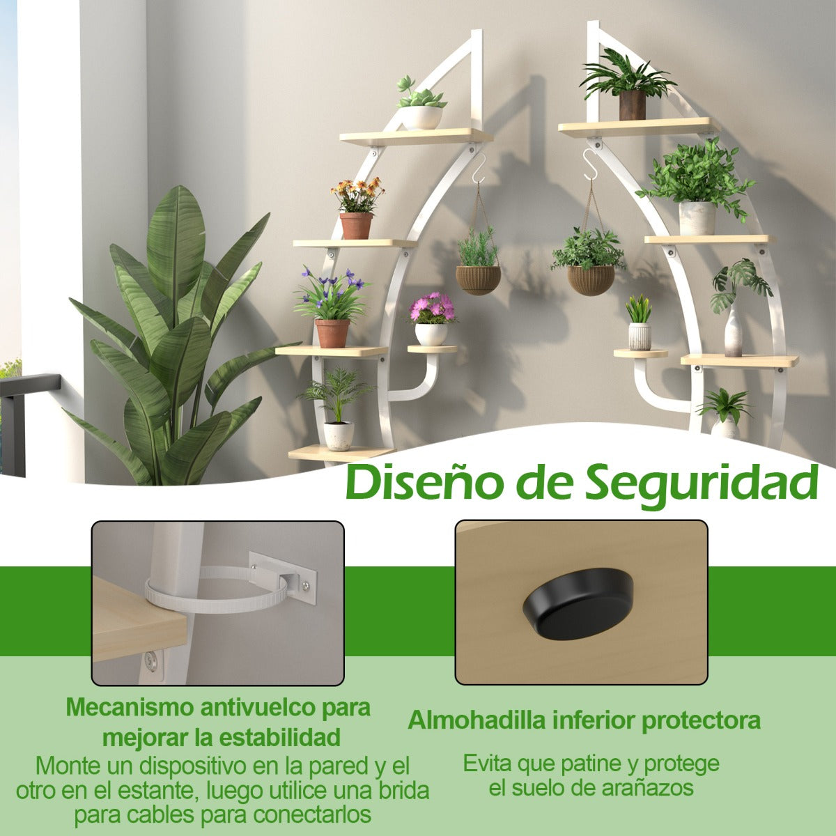 Estanterias, Juego de 2, 7 Niveles, Soporte para Plantas, Estanteria Plantas, Estanteria Industrial, Blanco, Costway, 8