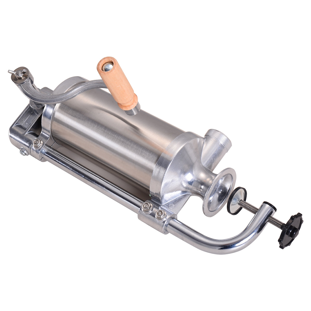 Embutidora manual, 1,5L, Embutidora de Salchichas, con 4 tubos de llenado, Cilindro de acero inoxidable, Costway, 5