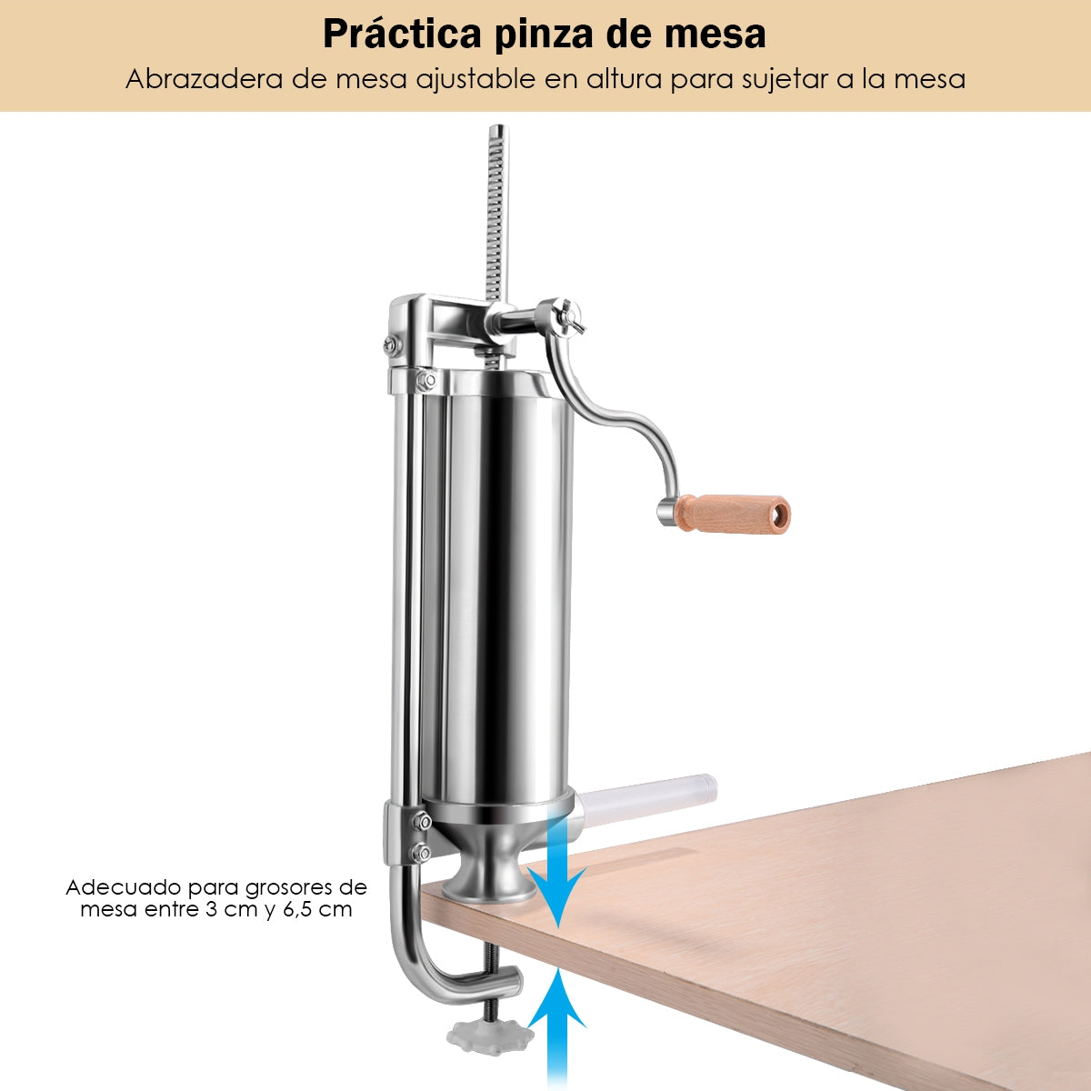 Embutidora manual, 3L, Máquina embutidora de salchichas, Jeringa de salchicha con 4 tubos de llenado, Costway, 8