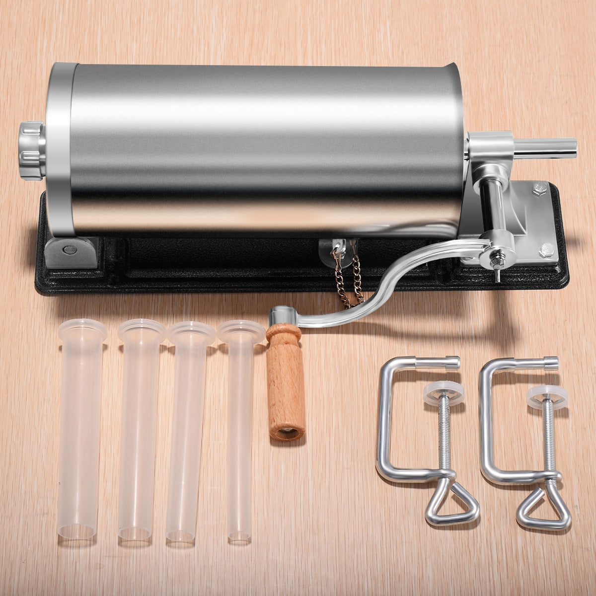 Embutidora manual, 3,6L, Embutidora de Salchichas, Máquina Picadora Relleno de Chorizo 4 Tubos de Llenado, Costway, 5