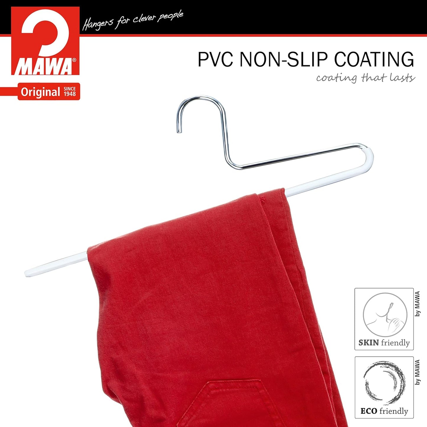 Perchas para Pantalones, Perchas, 10 piezas, ancho 35 cm, Antideslizantes, para, Vaqueros, Pantalones - MAWA KH C Blanco