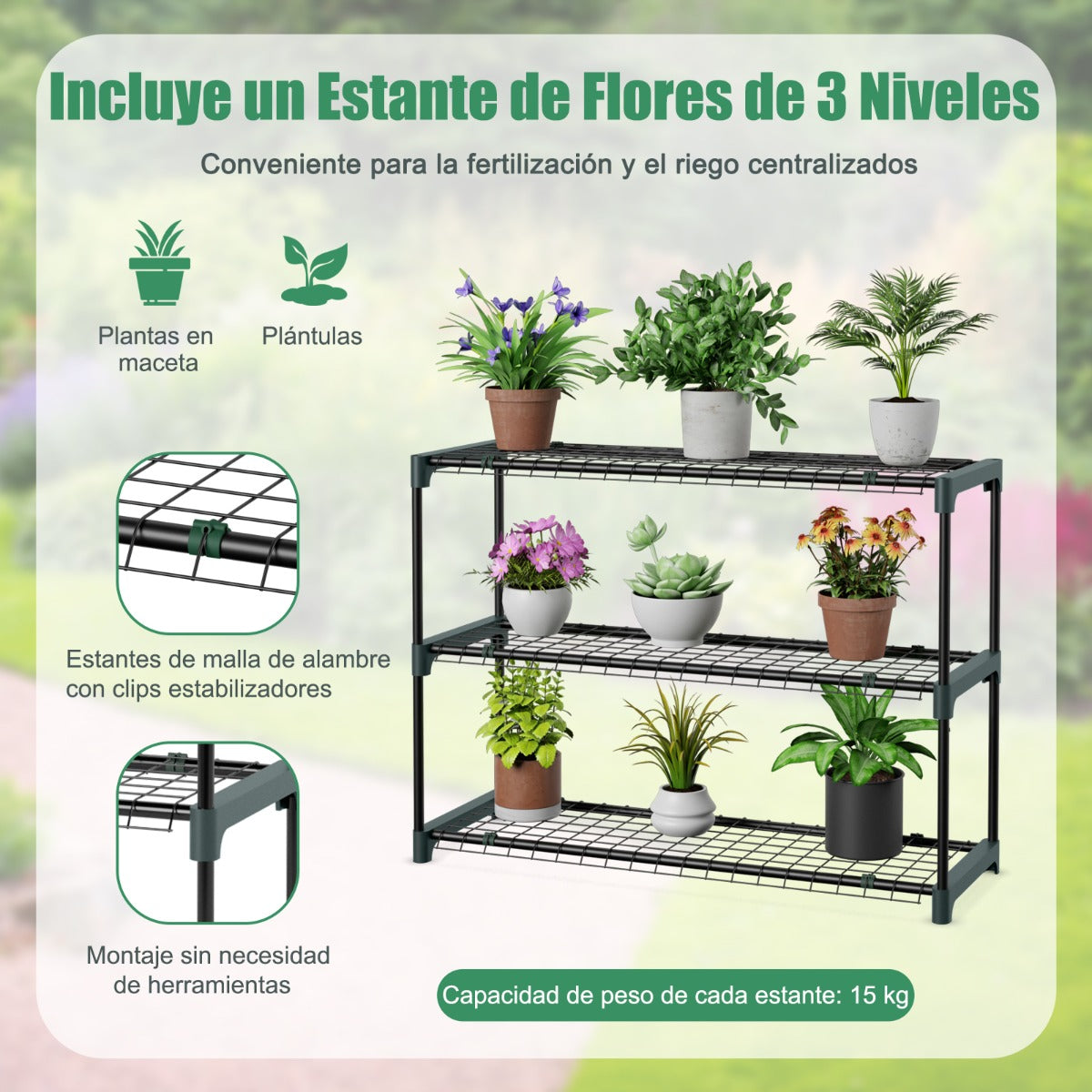 Invernadero, con Estante, Invernadero Pequeño, para Flores Invernadero de Pared Portátil, Costway, 5