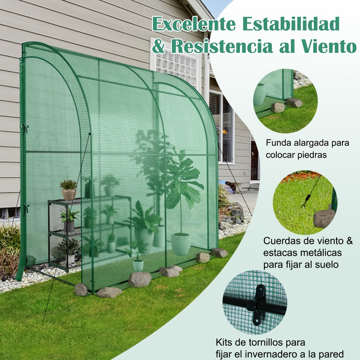 Invernadero, con Estante, Invernadero Pequeño, para Flores Invernadero de Pared Portátil, Costway, 6