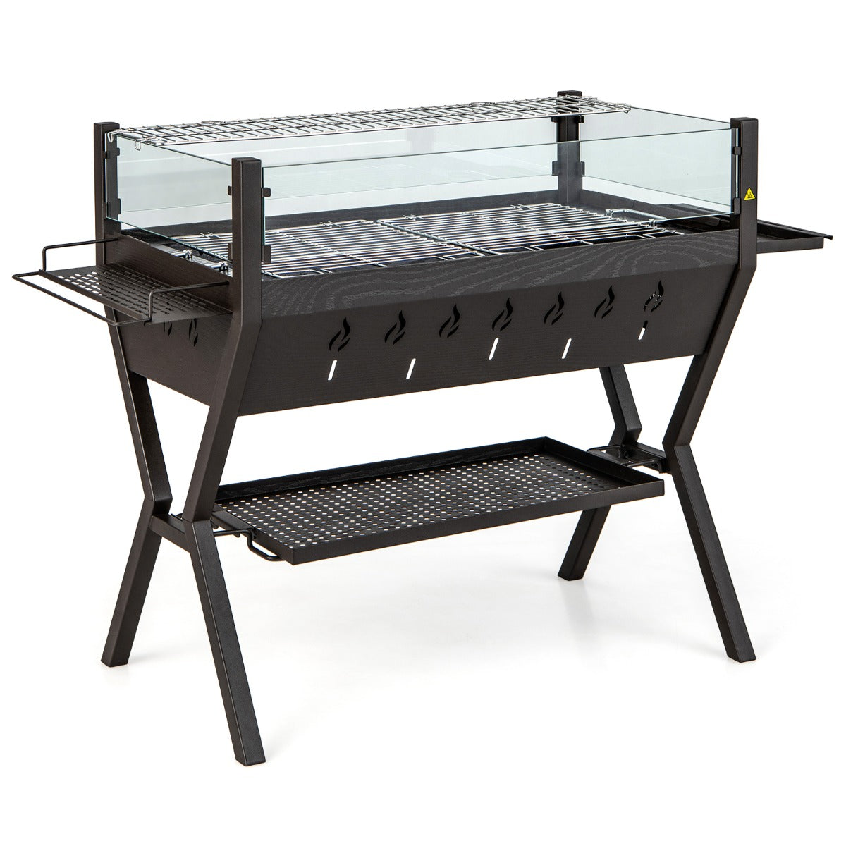 Brasero Exterior, Parrillas de Carbón para Barbacoa Parrilla de Acero Inoxidable, Marrón, Costway, 1