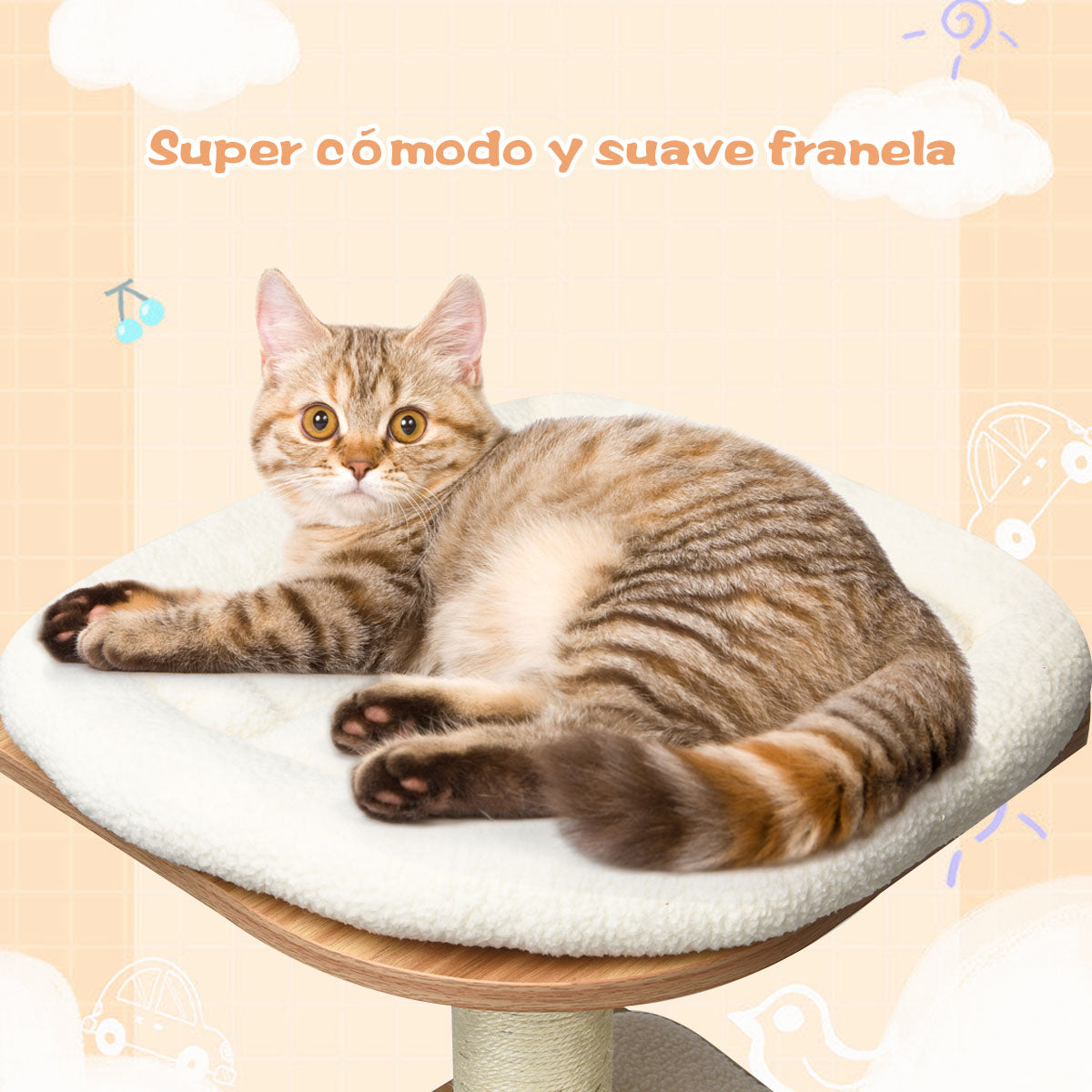 Arbol para Gatos, Rascador gato, Arbol Rascador para Gatos, 176 cm, con Casita Rascador Plataformas Columnas, Costway, 8