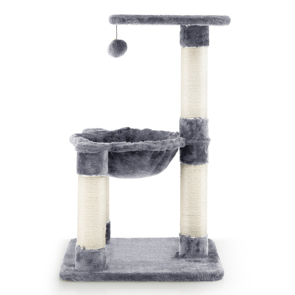 Arbol para Gatos, Arbol Rascador para Gatos, Rascador Gato, con Hamaca Postes Rascadores Recubiertos de Sisal, Gris, Costway, 1