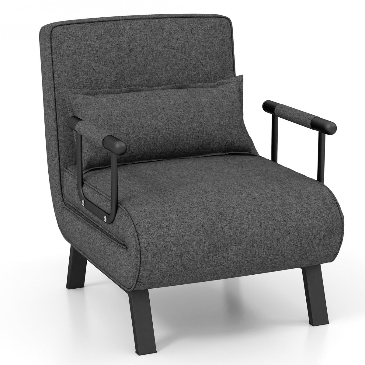 Sofa Cama, Sillon Cama, Sofa Cama Pequeño, Convertible Plegable Silla de Dormir Individual, Gris Oscuro, Costway, 1