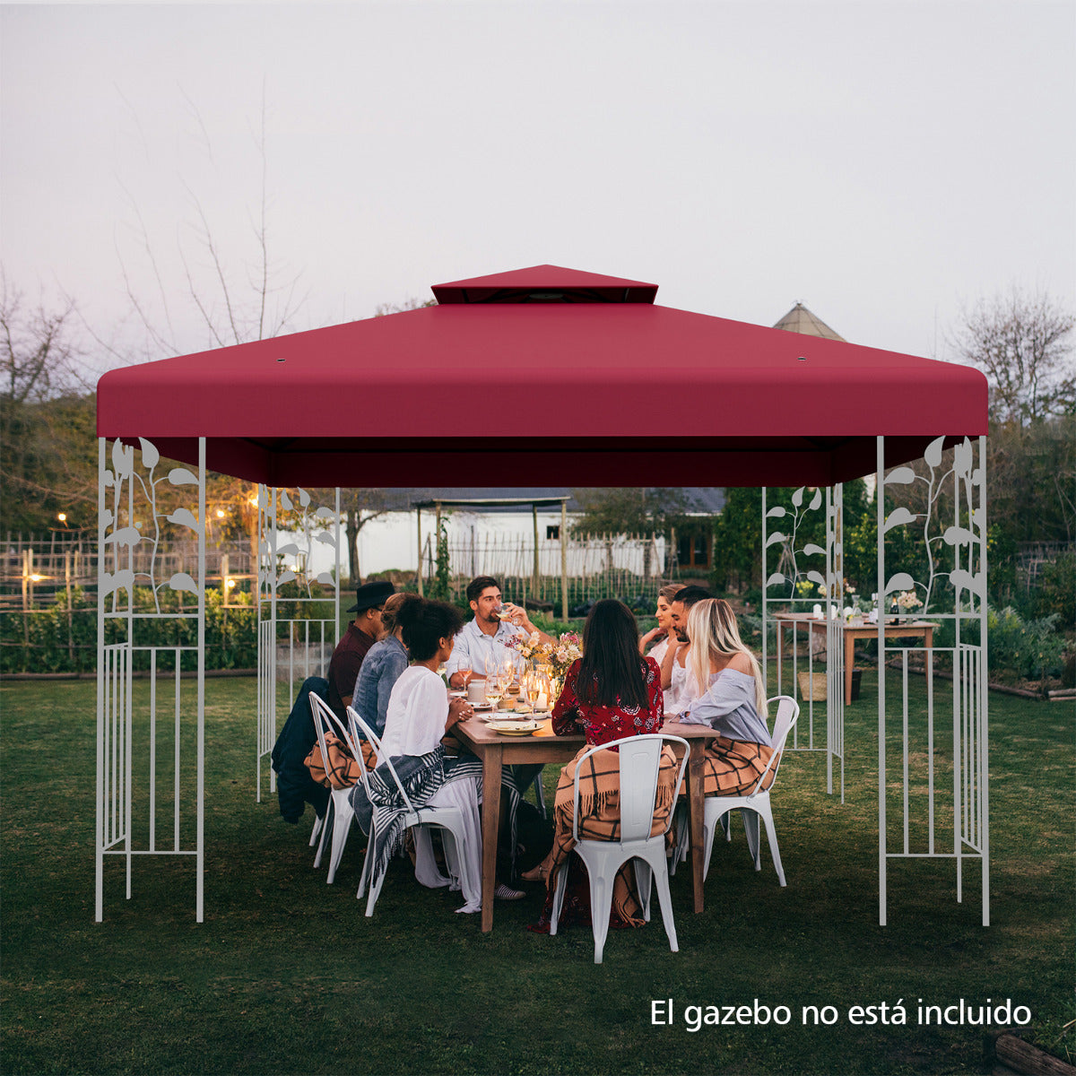 Pergola, Carpa plegable 3x3, Gazebo, Pergola Jardin, Toldo de Pabellón de Poliéster de Patio con Hebillas de Aluminio, Rojo, Costway, 5