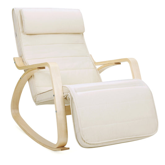 Mecedora, Mecedora con Reposapiés Ajustable, Silla Mecedora, Silla de Relajación, Songmics, 2