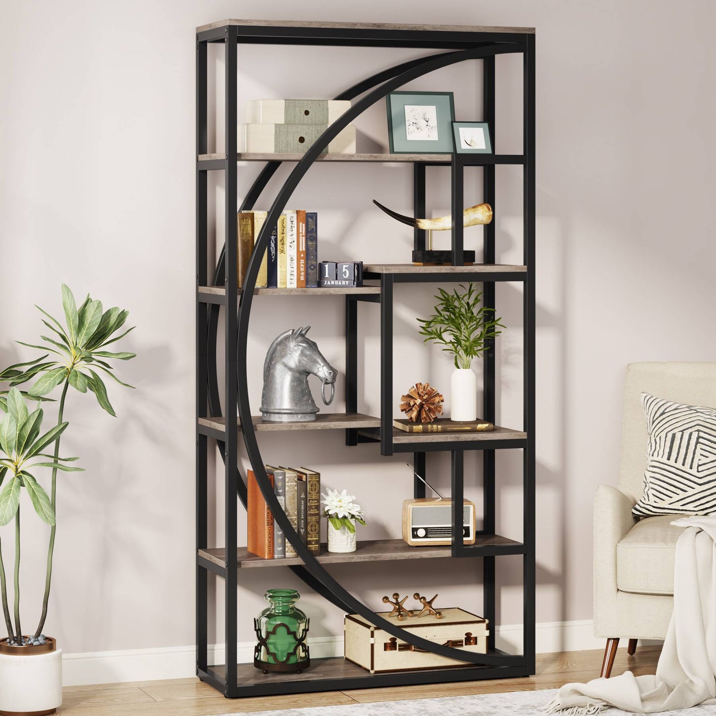 Tribesigns - Estantería Librería, Etagere de 5 Niveles, 80 x 30 x 180 cm, Estantería, con 8 estantes de Almacenamiento Abiertos, Resistente y Duradero