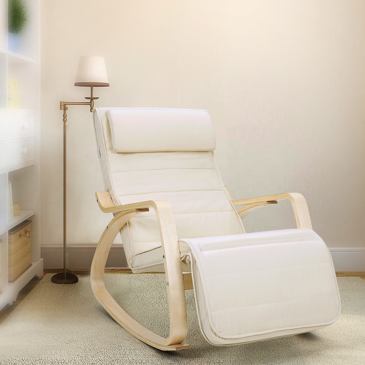 Mecedora, Mecedora con Reposapiés Ajustable, Silla Mecedora, Silla de Relajación, Songmics, 6