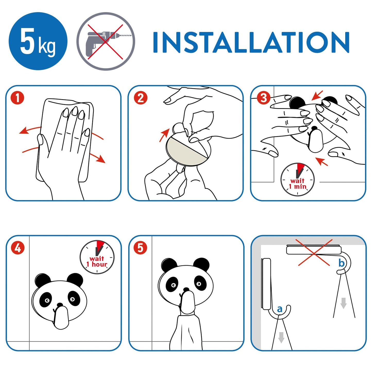 Tatkraft Team Set de 4 Ganchos Autoadhesivos para Toallas y Abrigos, Colgador Infantil de Pared, Hecho de Acero Inoxidable