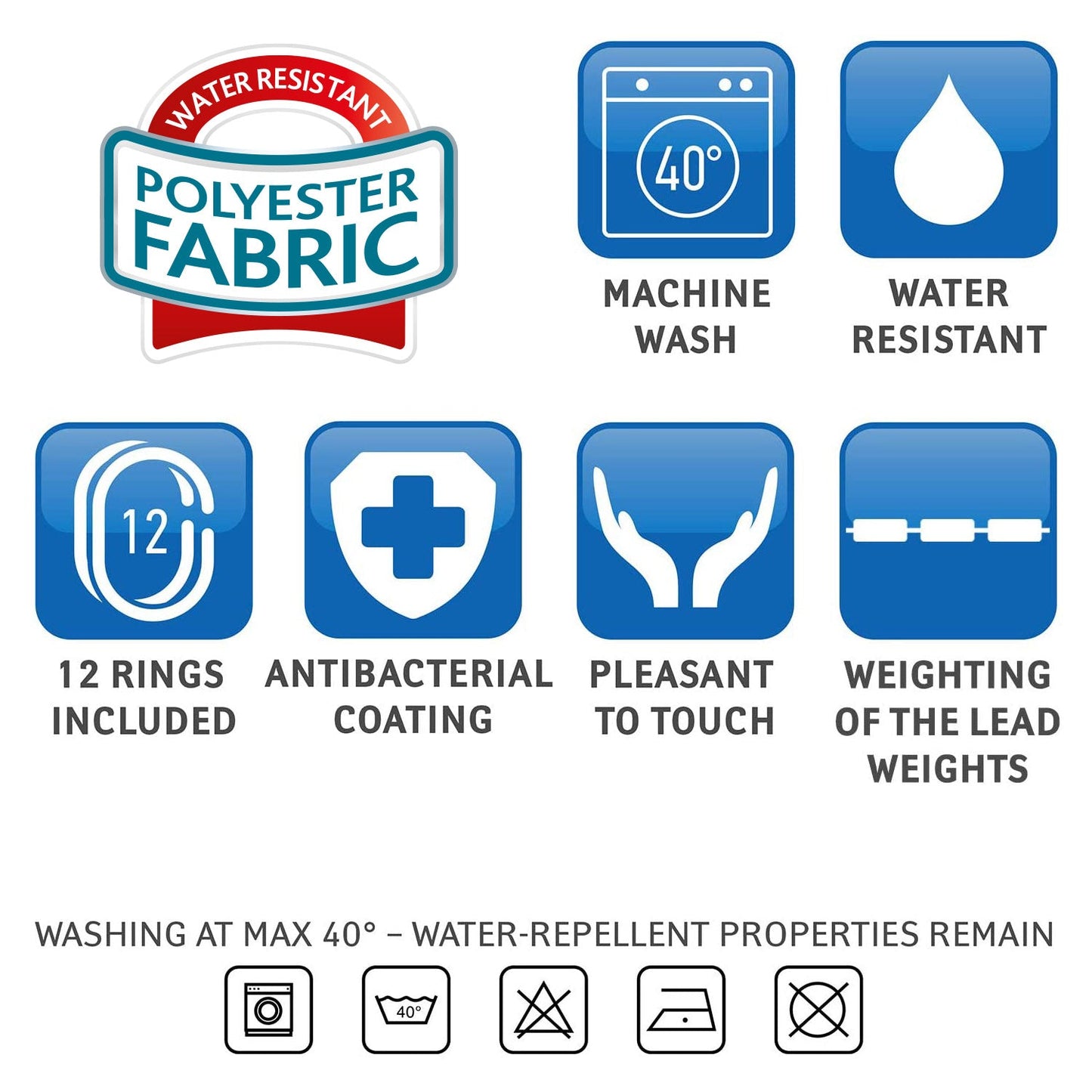 Tatkraft Seagulls Cortina de Ducha de Poliéster Impermeable, 180 x 180 cm, con 12 Anillos