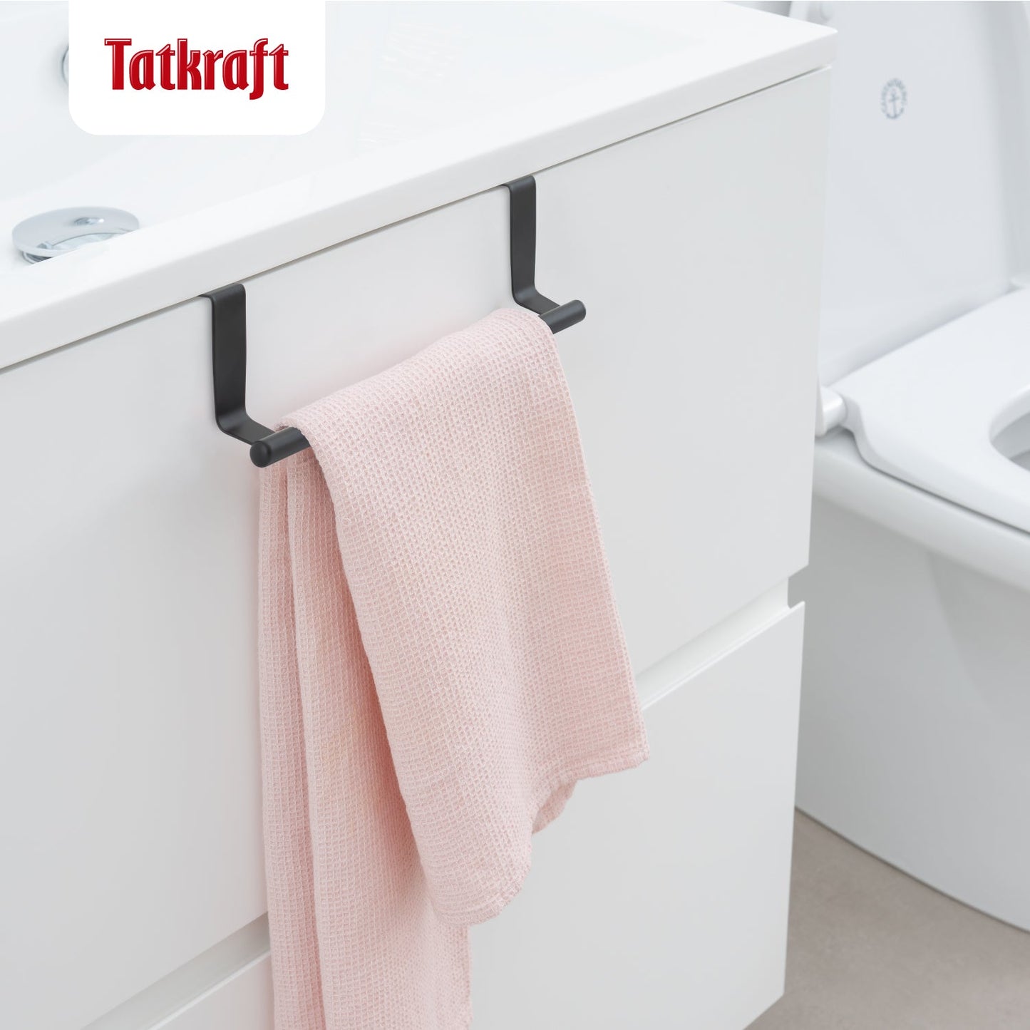 Tatkraft Horizon Black Toallero para Cocina y Baño, Colgador de Paño, Acero Inoxidable