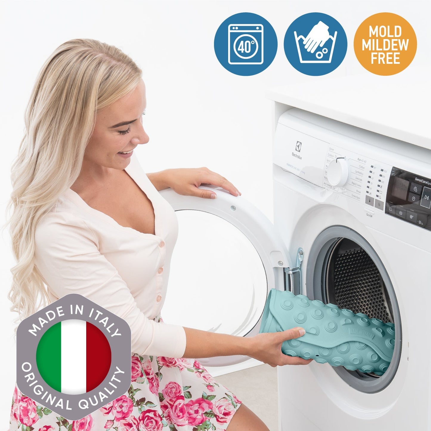 Tatkraft Secure Alfombrilla de Bañera Antideslizante, Caucho sin BPA, Lavable a Máquina, Hecha en Italia, 40x103cm
