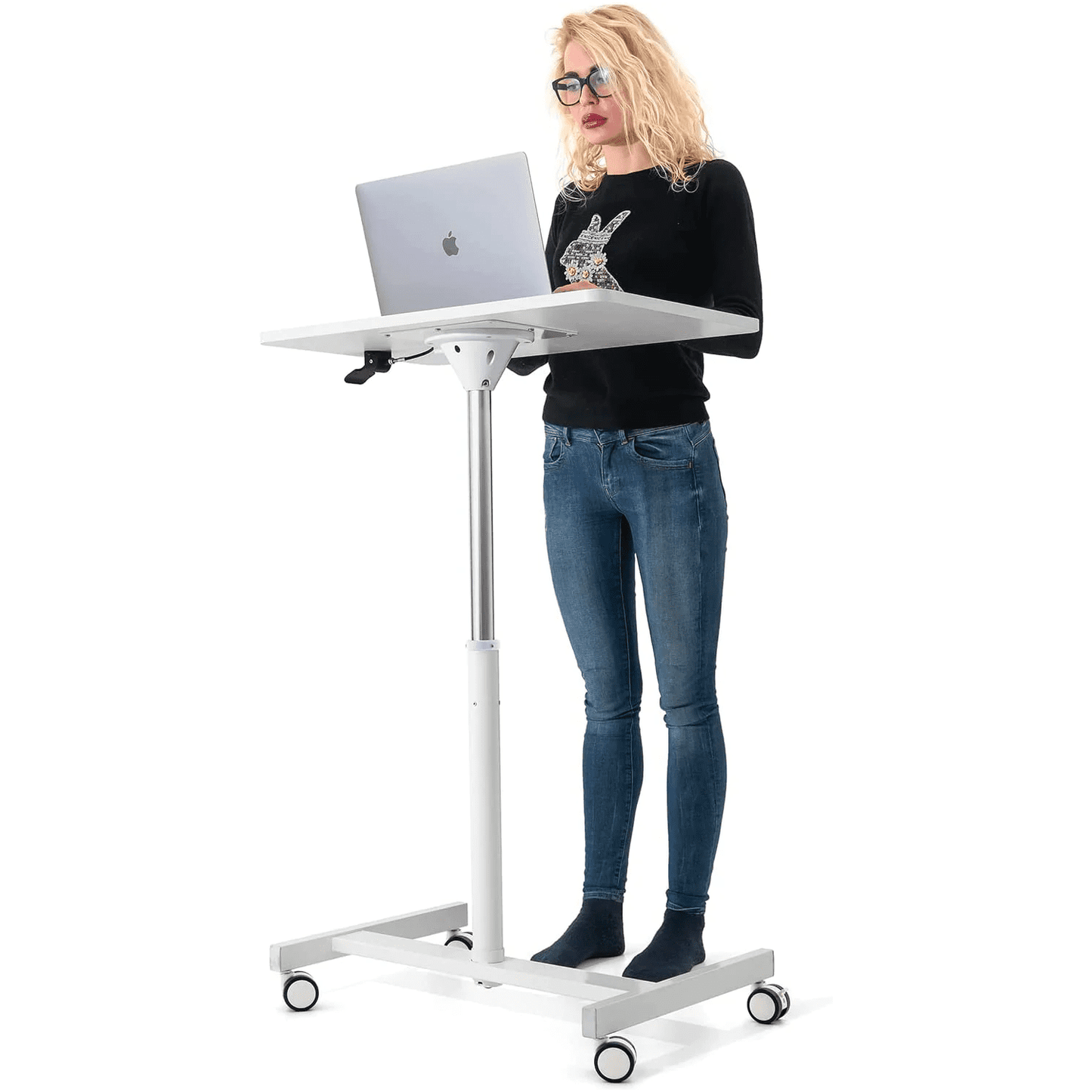 Mesa ordenador, mesa escritorio, mesa neumatica, ajuste rápido, con resorte de gas - Tatkraft Trend