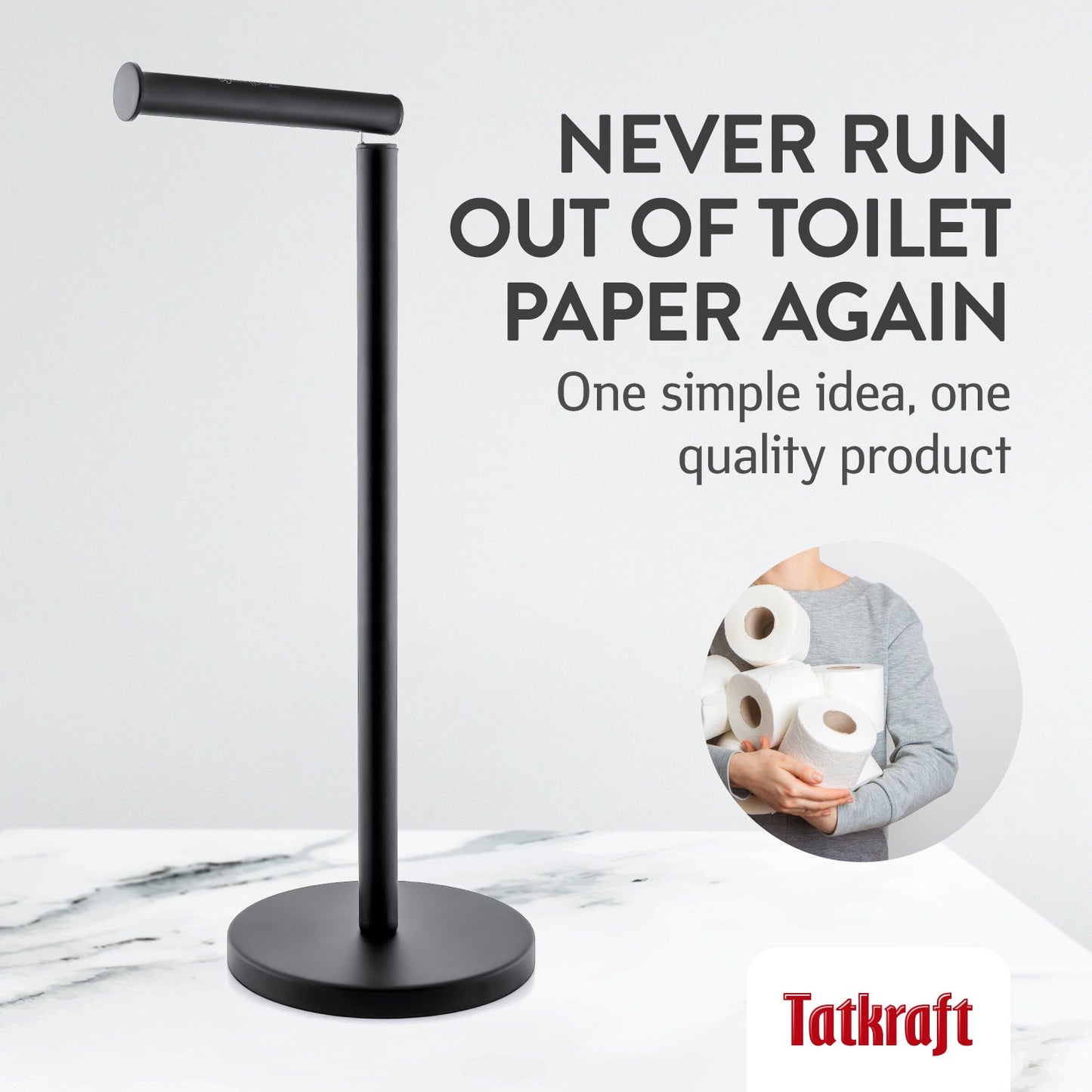 Tatkraft Nora Portarrollos Papel Higiénico de Pie de Acero Inoxidable