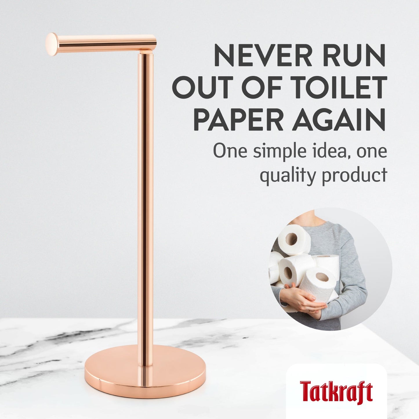 Tatkraft Tess Portarrollos Papel Higiénico de Pie de Acero Inoxidable