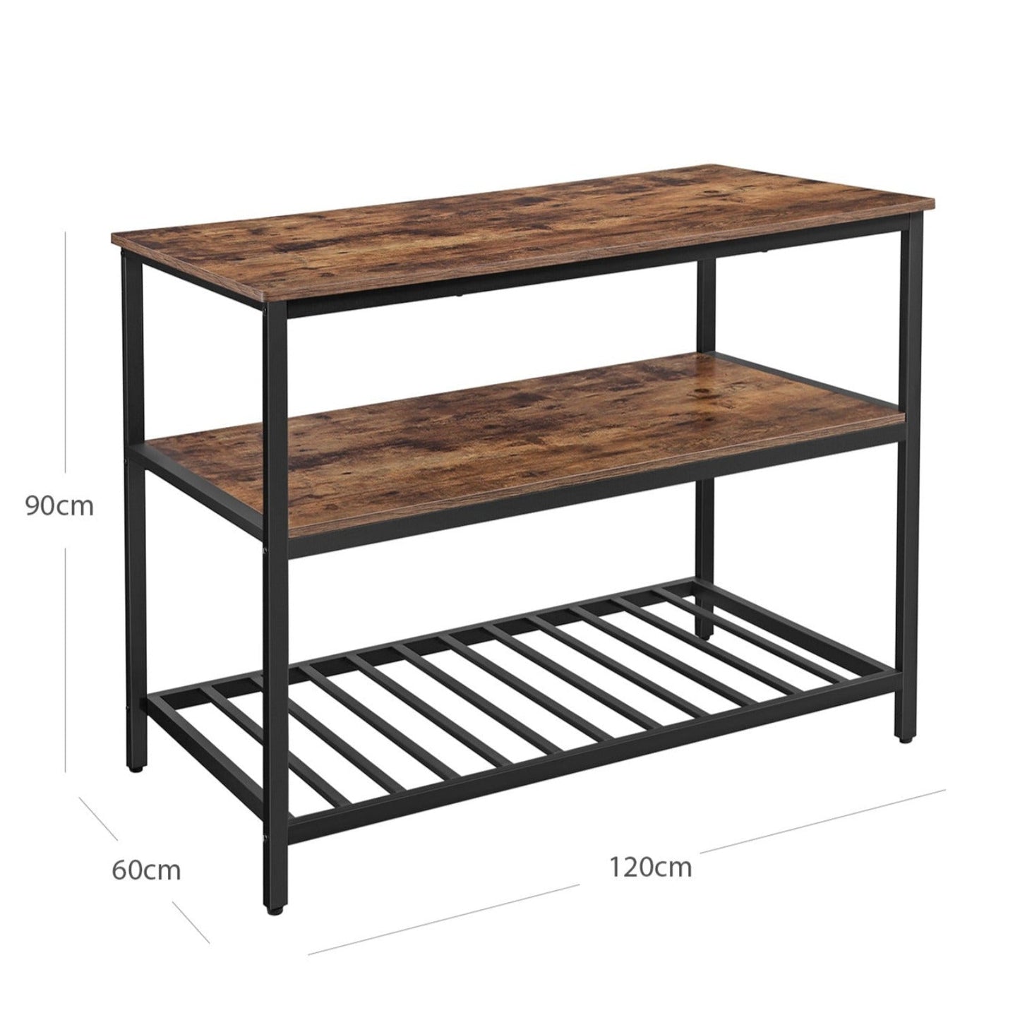 Vasagle Isla de Cocina con 3 Estantes, Soporte Microondas