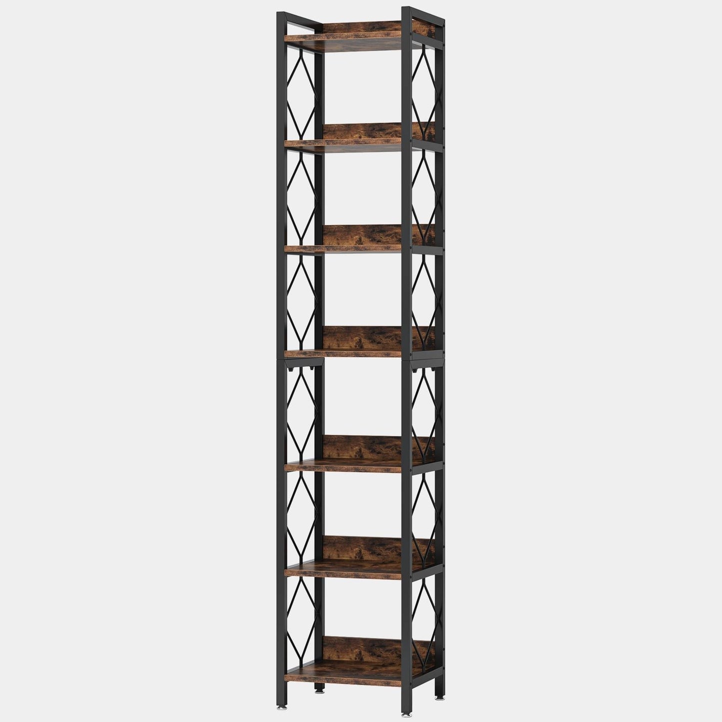 Tribesigns - Librería de 7 Niveles, 200 cm Estantería Alta, Estantería Almacenaje de Madera y Metal para Espacios pequeños, Estantería para Oficina