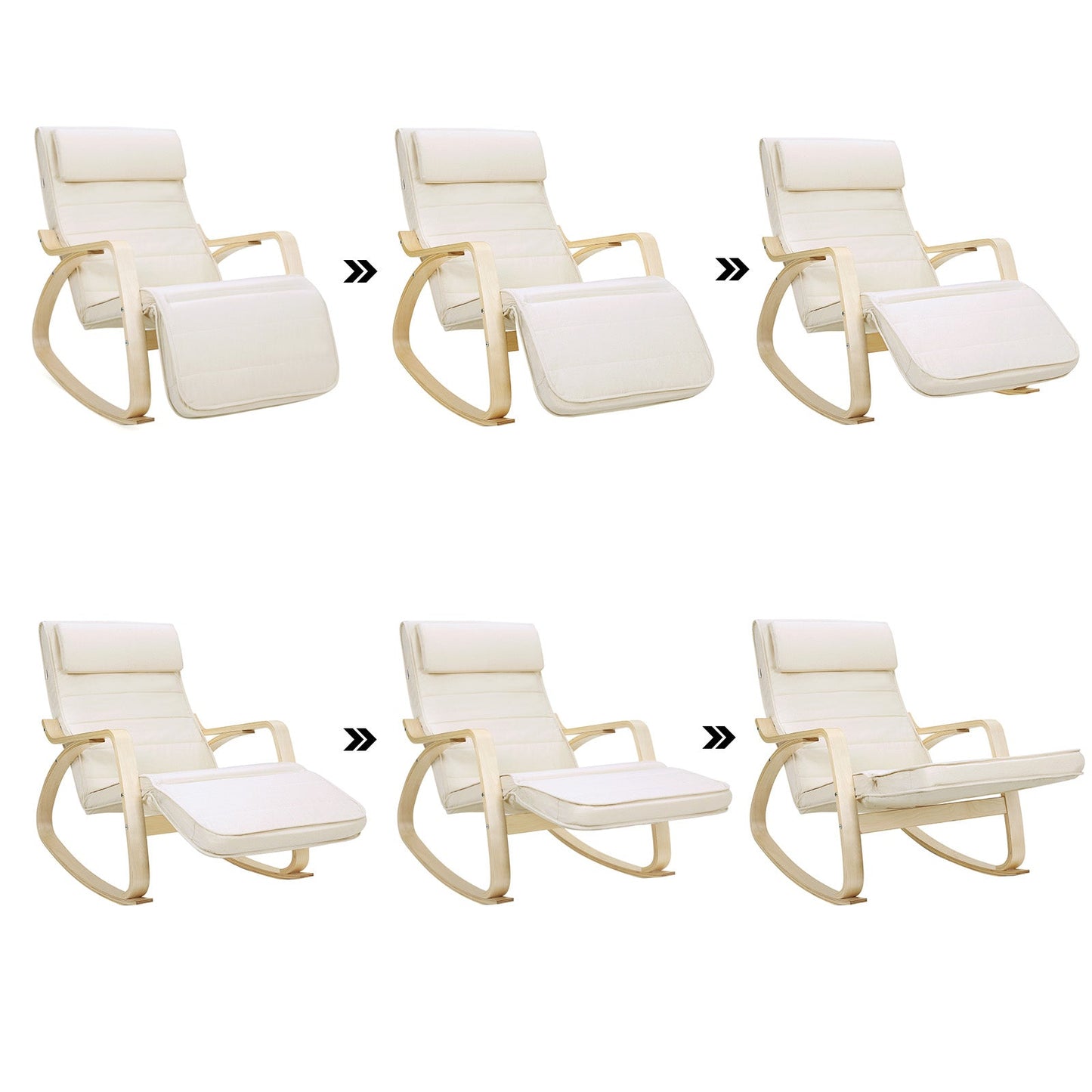 Mecedora, Mecedora con Reposapiés Ajustable, Silla Mecedora, Silla de Relajación, Songmics, 4