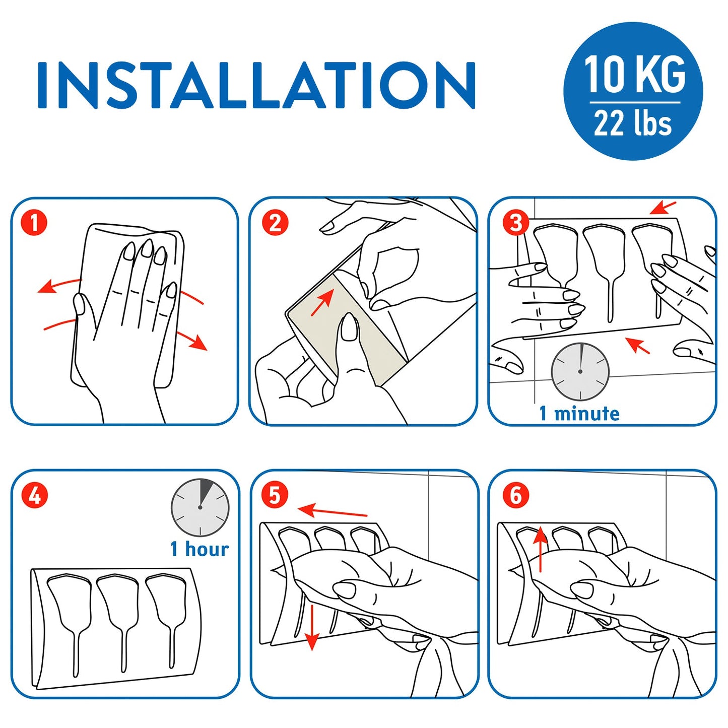 Tatkraft Bell Toallero Autoadhesivo de Pared para Baño y Cocina, Ganchos para Toallas y Paños