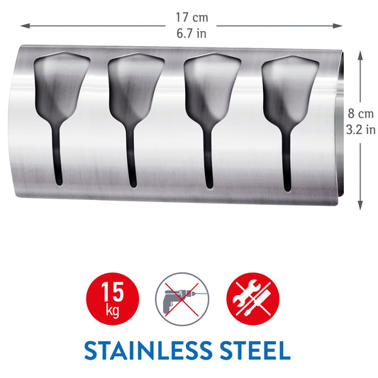 Tatkraft Florida Toallero Autoadhesivo para Baño y Cocina para 4 Toallas, Acero Inoxidable