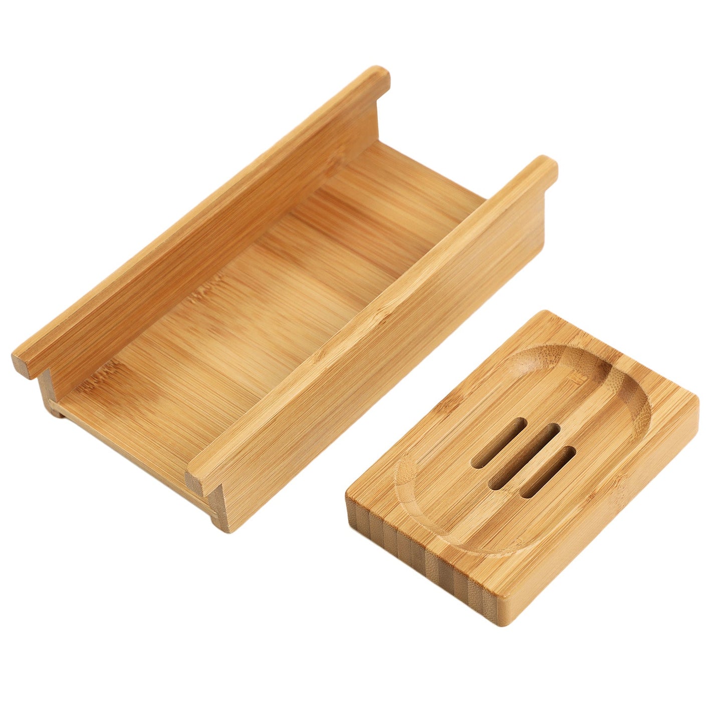 Songmics bandeja para bañera de bambú con portavasos, soporte para libros y portajabón