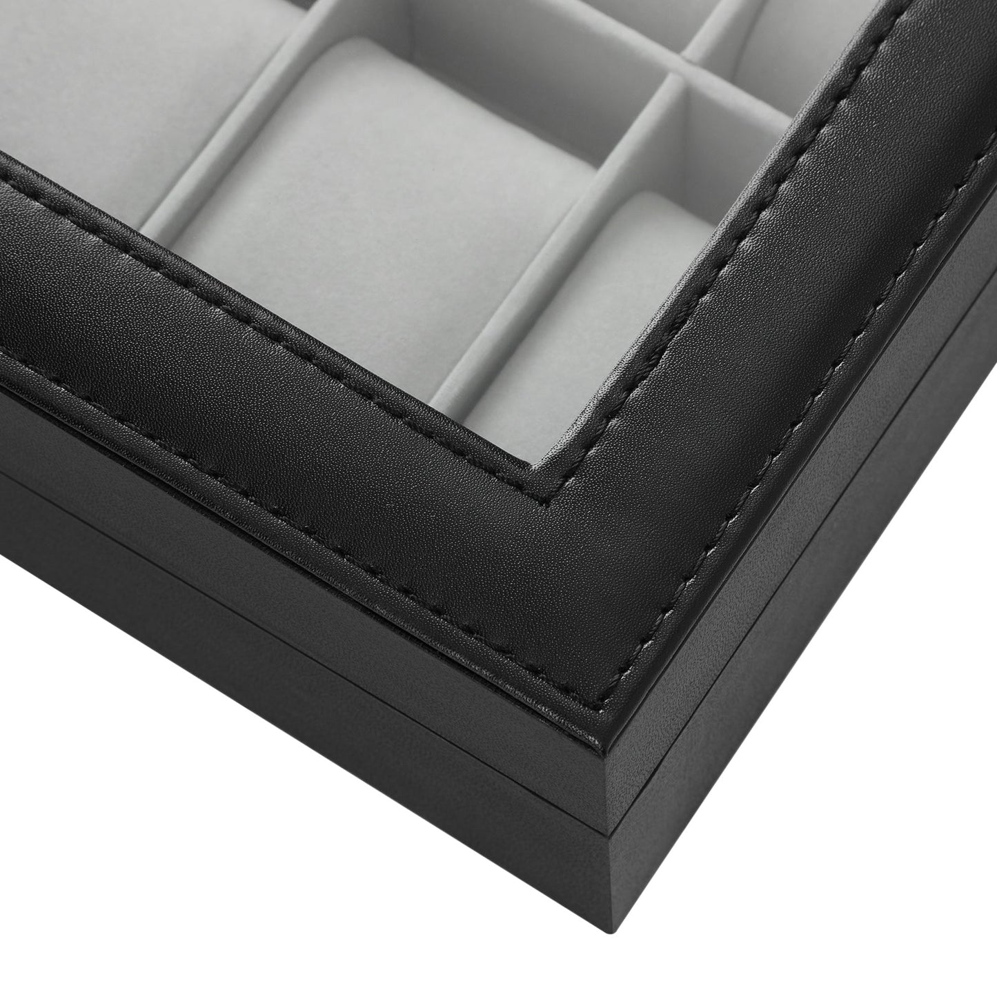 SONGMICS - Caja de Relojes con 12 Compartimentos, Estuche para Relojes con Tapa de Cristal, Almohada extraíble, Forro de Terciopelo, Cierre de Metal