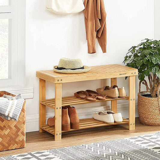 Zapatero de Bambú de 2 Niveles