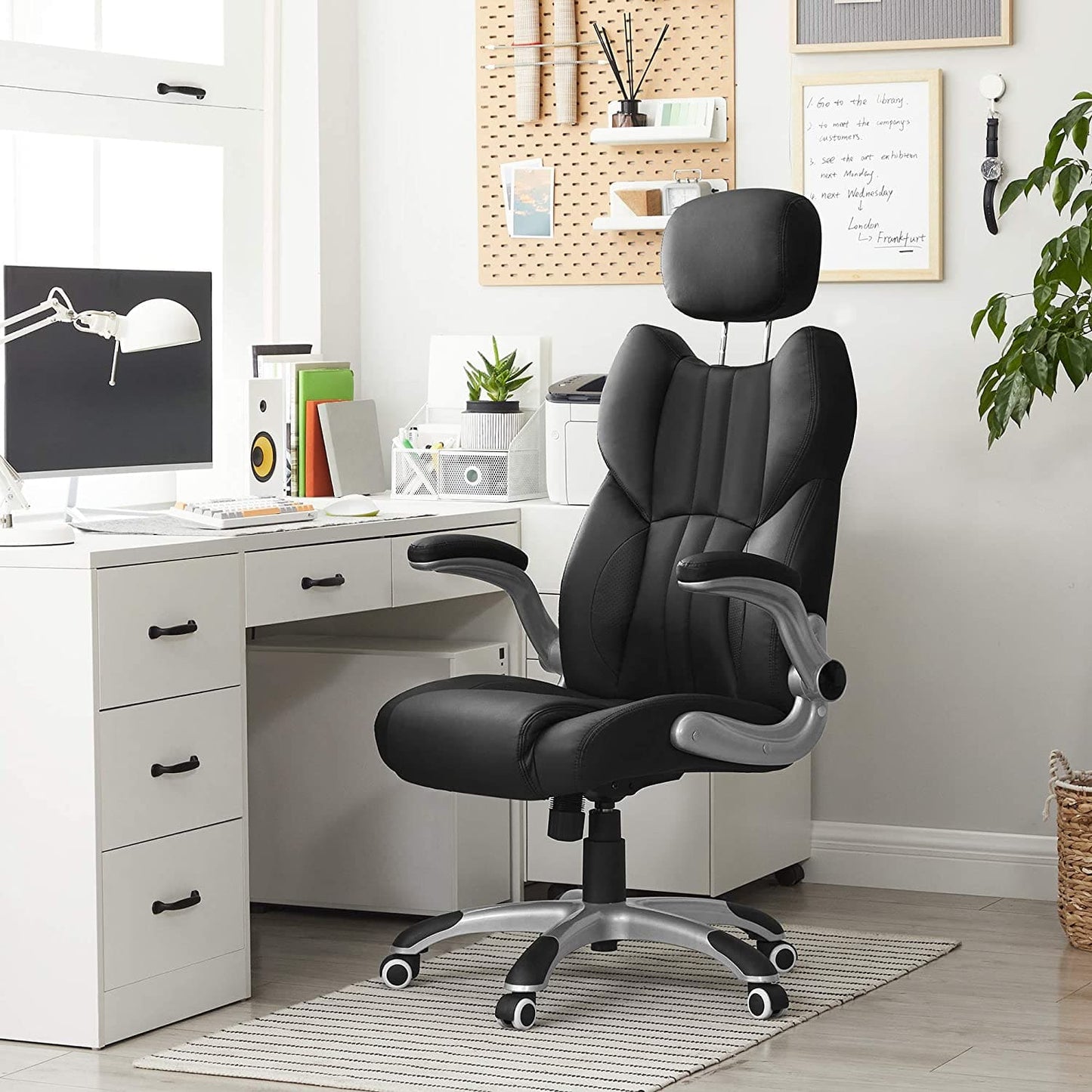 Sillón de oficina SONGMICS, resistente hasta 150kg, silla estudio