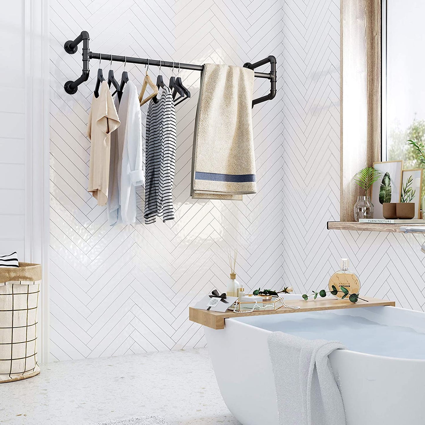 Perchero de Pared Industrial, Soporta hasta 60 kg