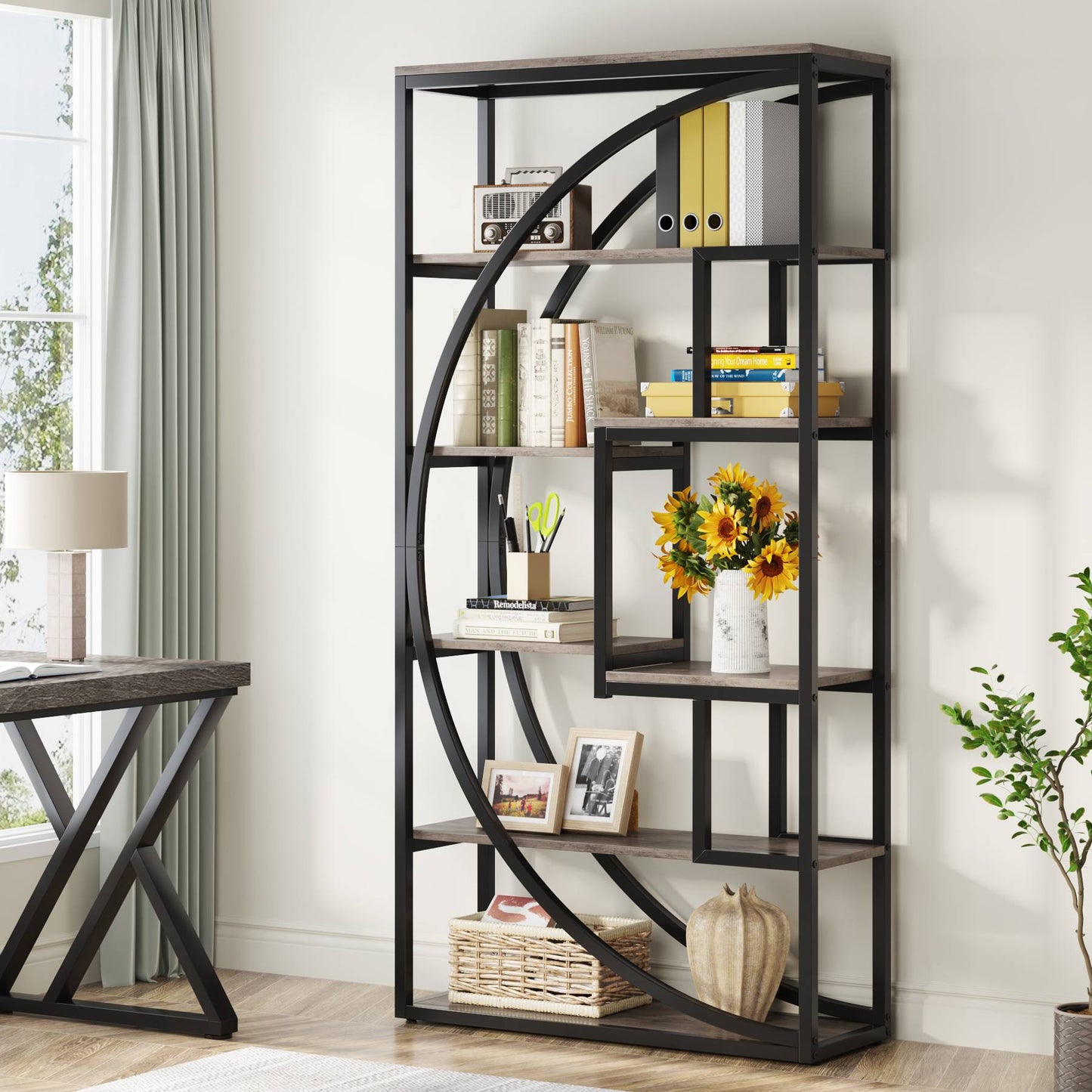 Tribesigns - Estantería Librería, Etagere de 5 Niveles, 80 x 30 x 180 cm, Estantería, con 8 estantes de Almacenamiento Abiertos, Resistente y Duradero