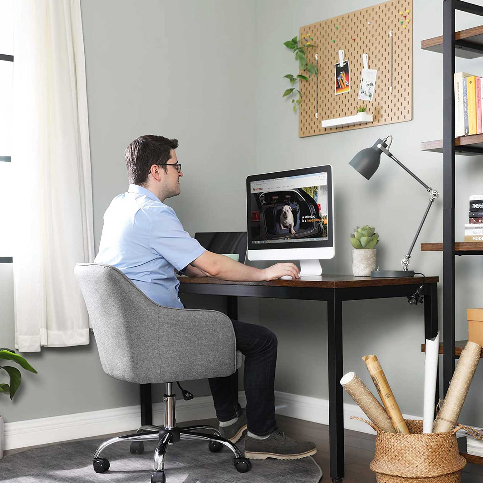 SONGMICS, Sillón - Silla de oficina ergonómica, Silla con ruedas, silla de oficina, Silla de malla 2