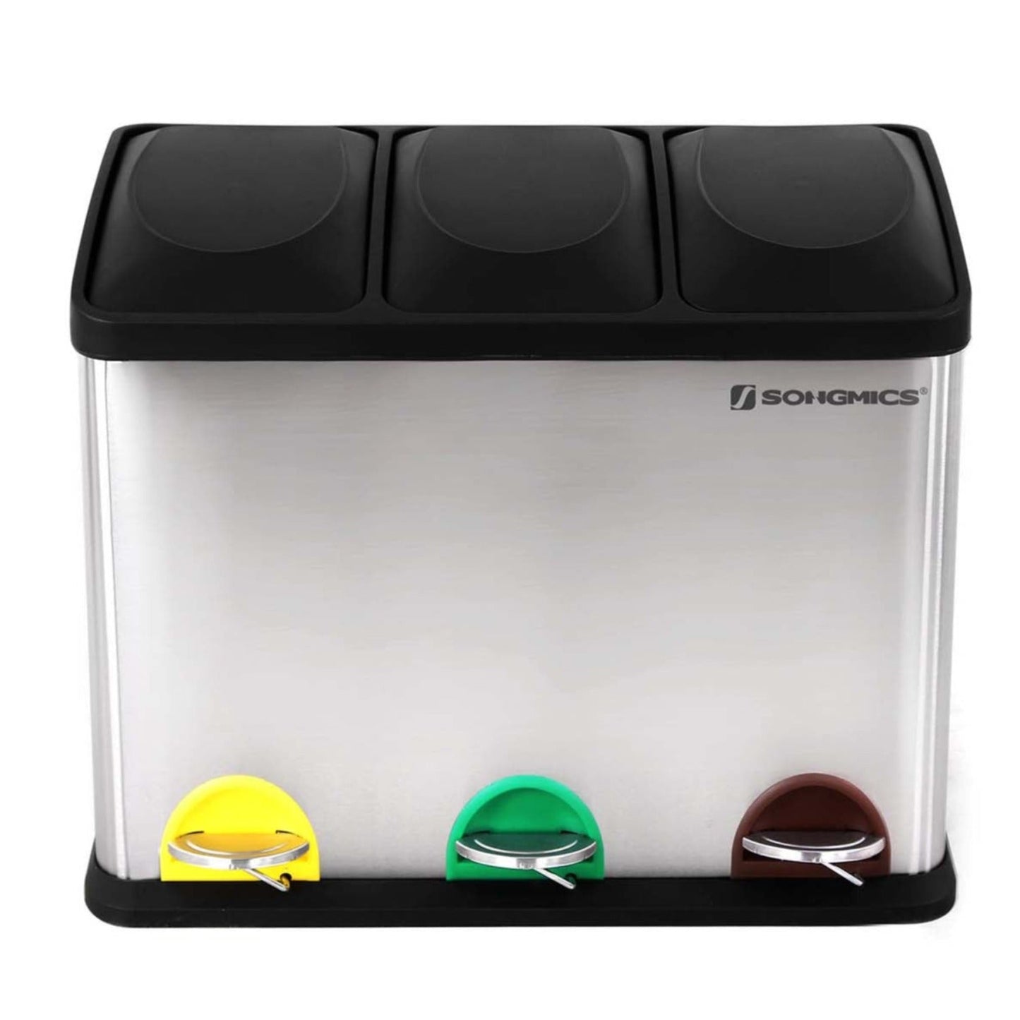 Songmics Cubo de Basura con Pedal para Reciclaje, 3 x 45L