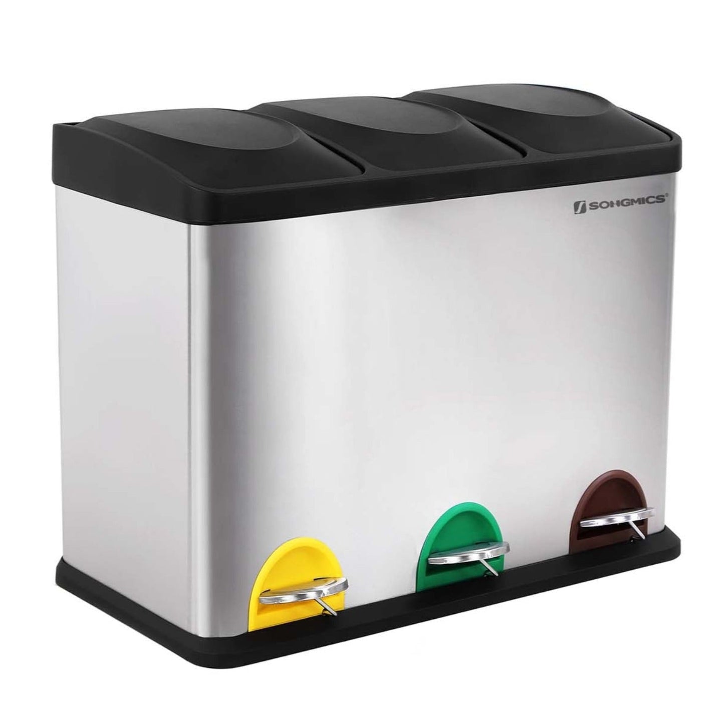 Cubo de Basura con Pedal para Reciclaje, 3 x 45L