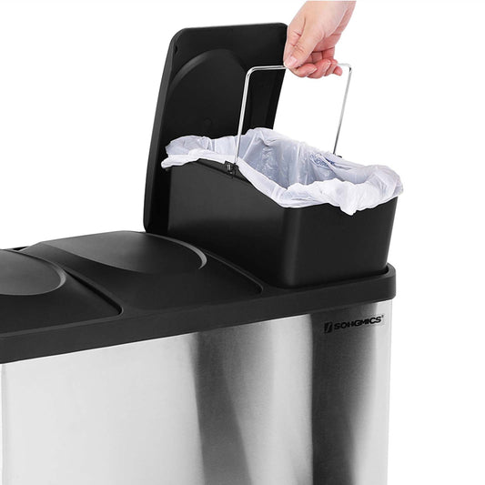 Cubo de Basura con Pedal para Reciclaje, 3 x 45L