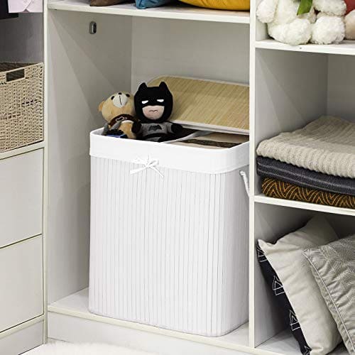 Cesta de Bambú para Lavandería con 2 Compartimentos, 100L